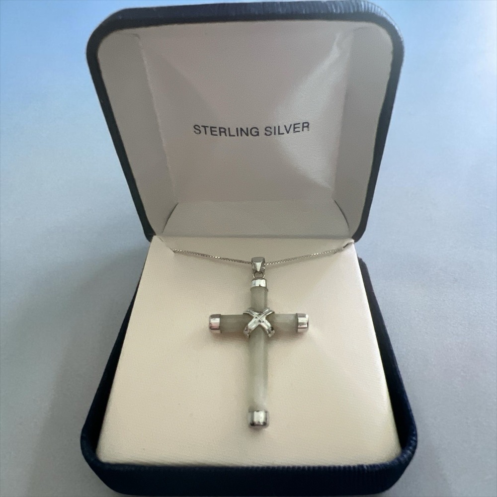 Sterling Silver Cross Necklace 18" Chain 925 Religious Pendant